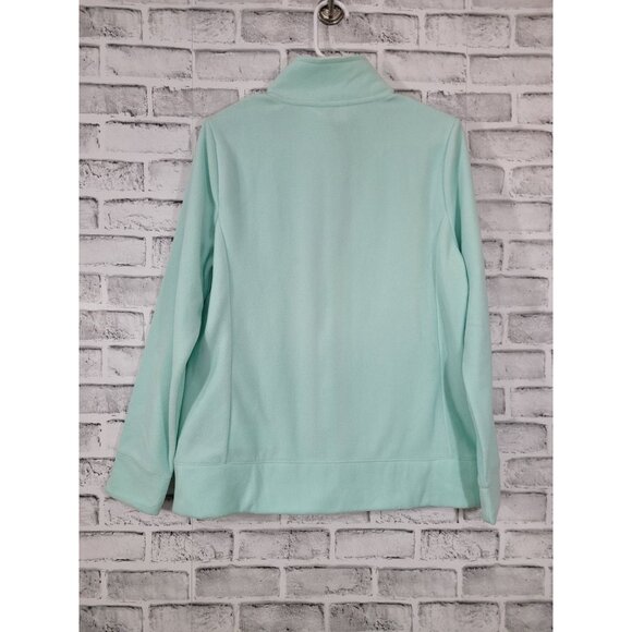 NWT Nautica Women's Light Aqua Teal Blue Mint Full Zip Fleece Jacket Medium - Picture 2 of 4